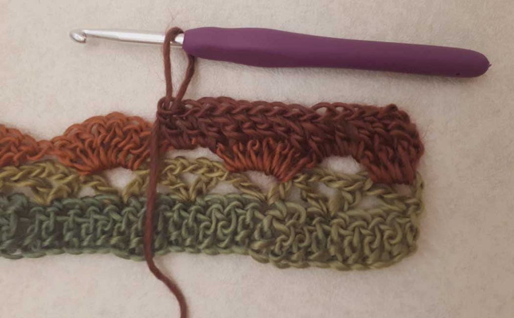 front post double crochet row four