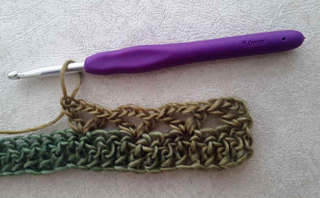 V-Stitch crochet row two