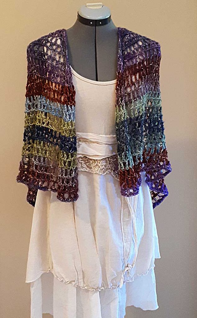 Easy crochet shawl pattern front view