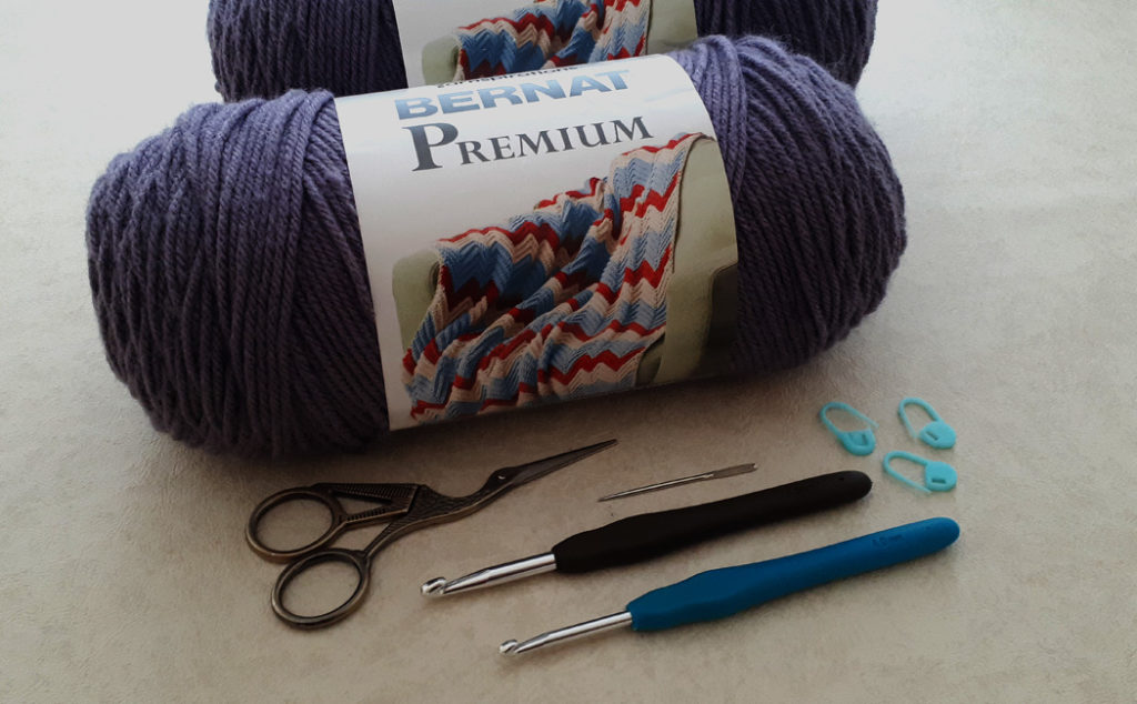 Supply list for crocheted pocket shawl
