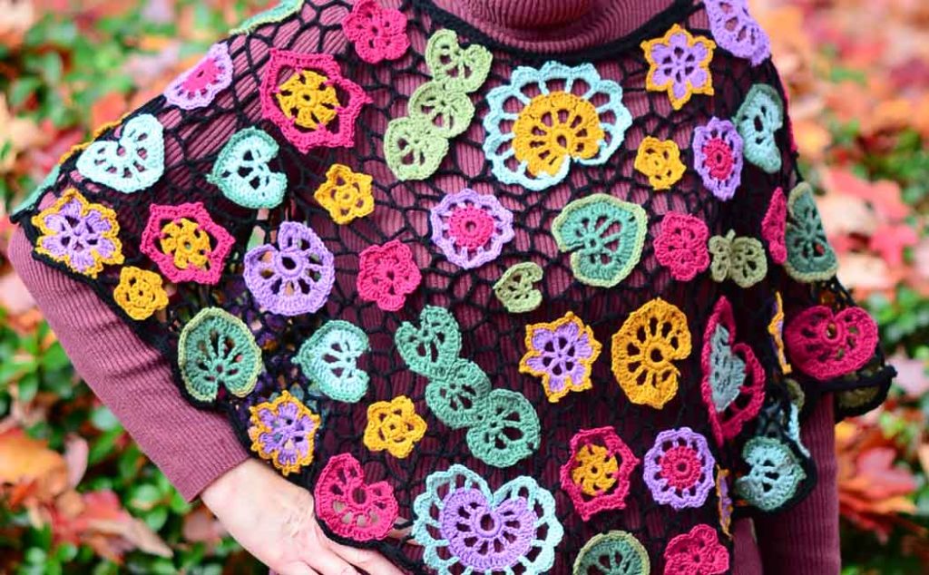 how to crochet a poncho with Irish free-form crochet