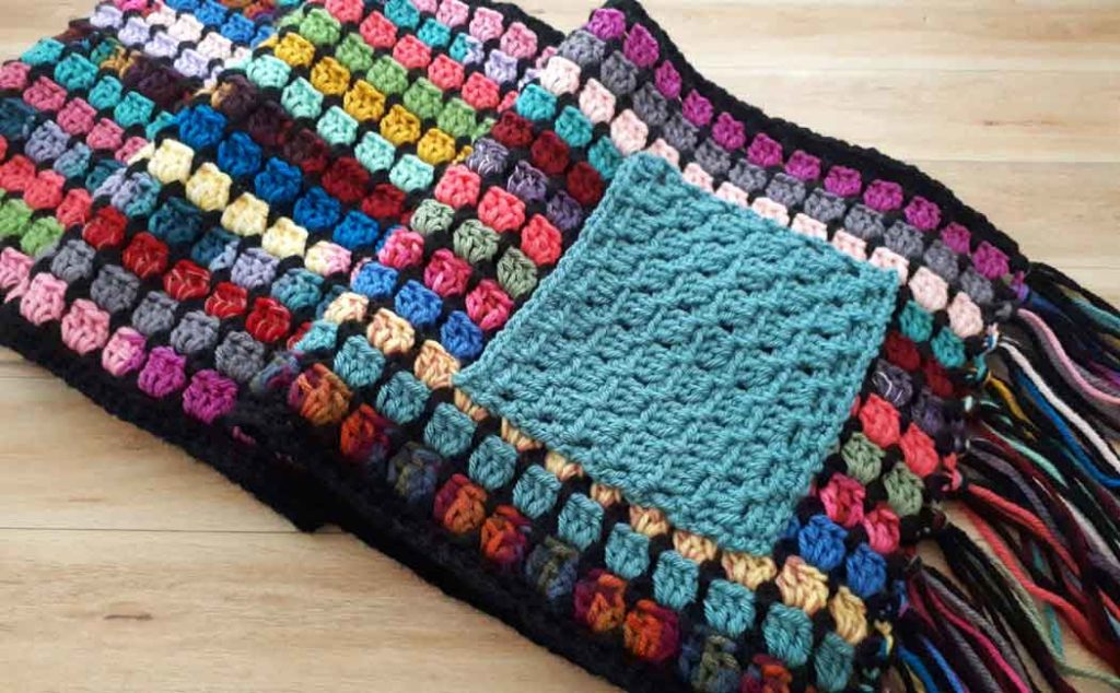 how to crochet a pocket shawl for beginners using scrap yarn