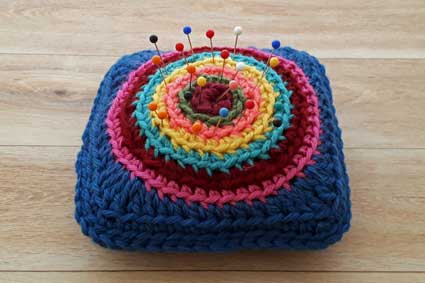 crocheted square pincushion tutorial