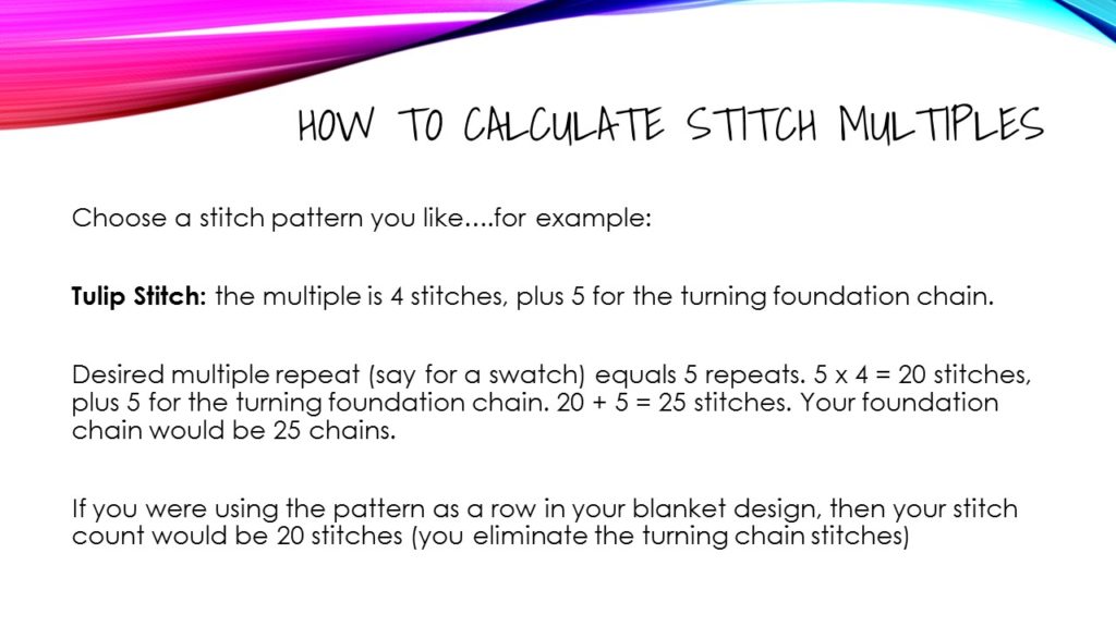 how to design a crocheted blanket stitch multiples for the tulip stitch