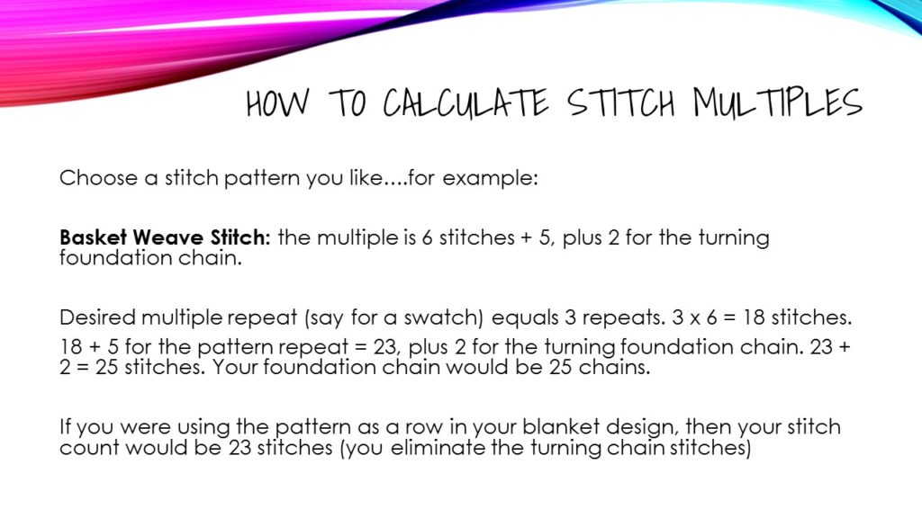how to design a crocheted blanket stitch multiples for the basket weave stitch