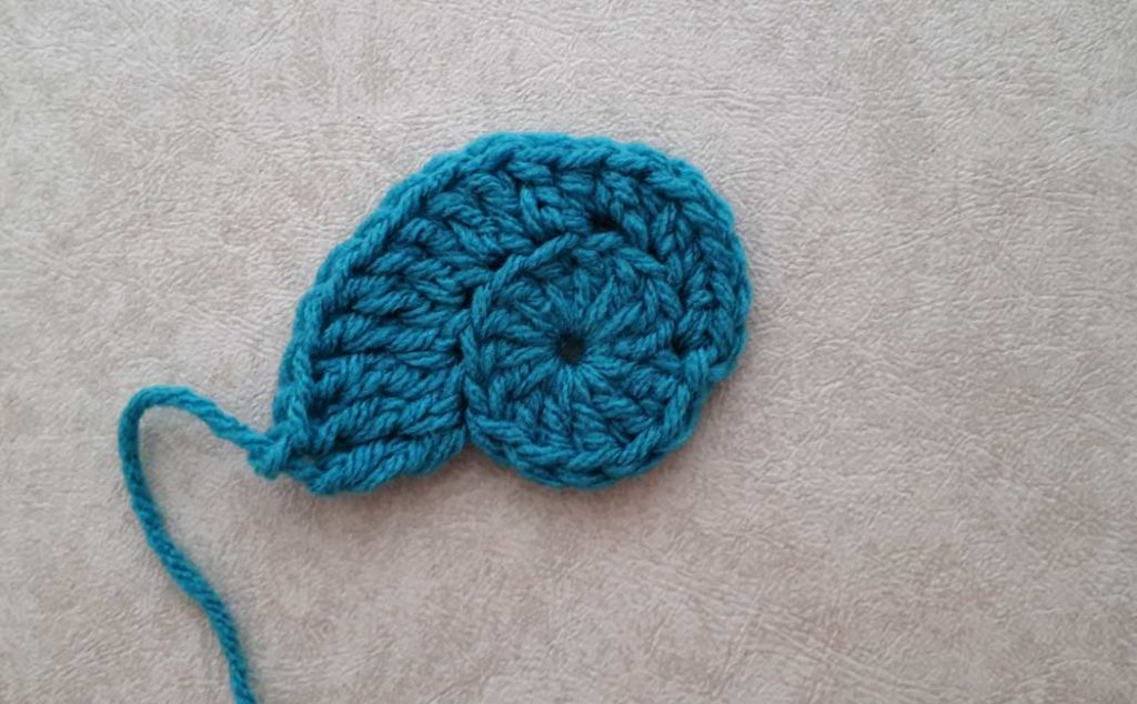 free-form crochet shell shape