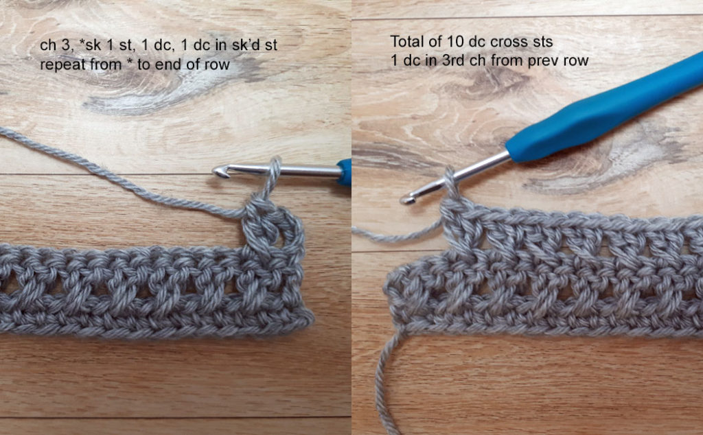 easy crocheted scarf row three