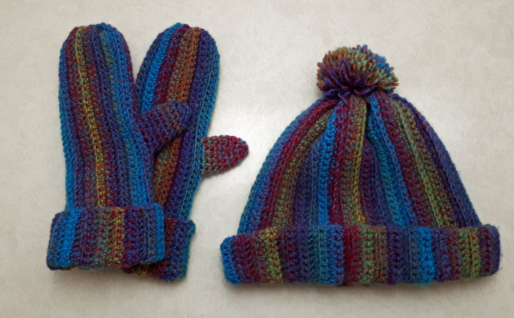 Cozy Crocheted Mittens and matching hat