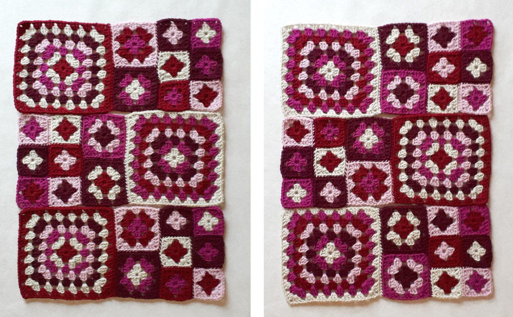 granny square scarf or blanket panels A and B