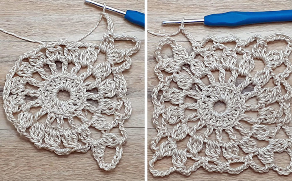 Crocheted Old Time Lace Square round four
