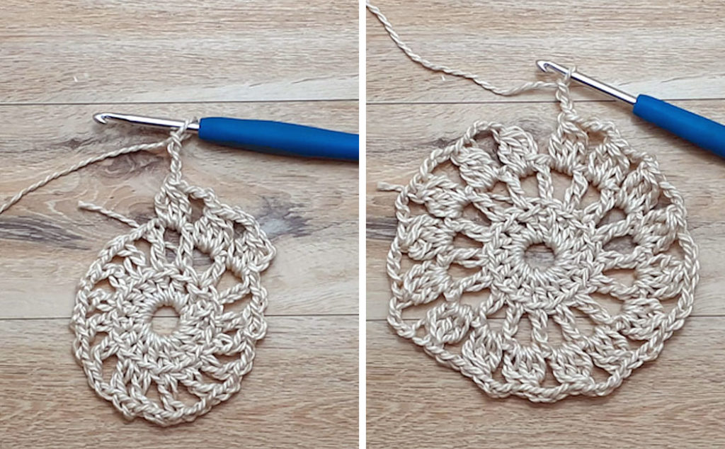 Crocheted Old Time Lace Square round three