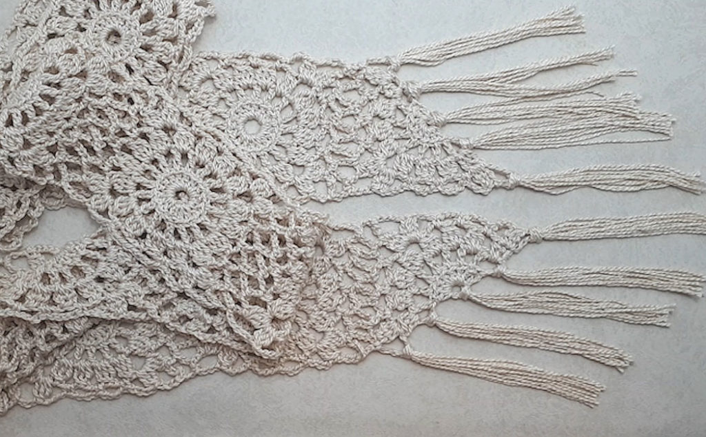 crocheted old time lace scarf