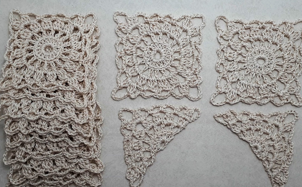 crocheted old time lace scarf 12 squares
