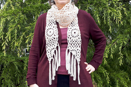 crocheted old time lace scarf