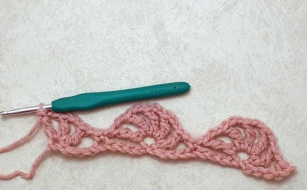 Vintage Rose Lace Scarf row one