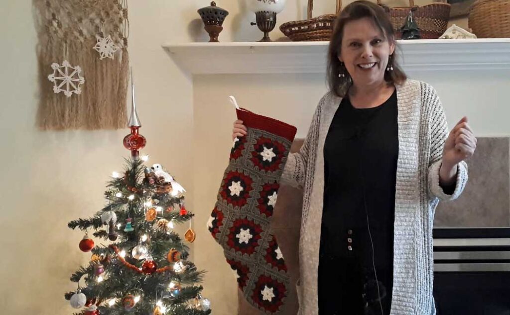 Granny Square Christmas Stocking ~ with a lining