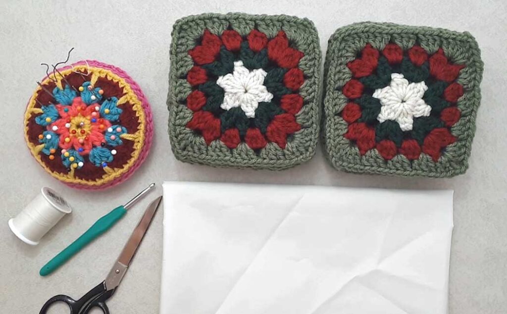 Granny Square Christmas Stocking ~ with a lining supplies
