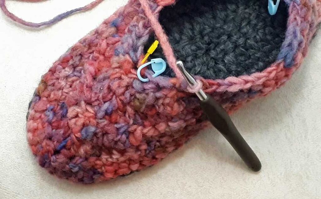 crocheted fitted slippers top