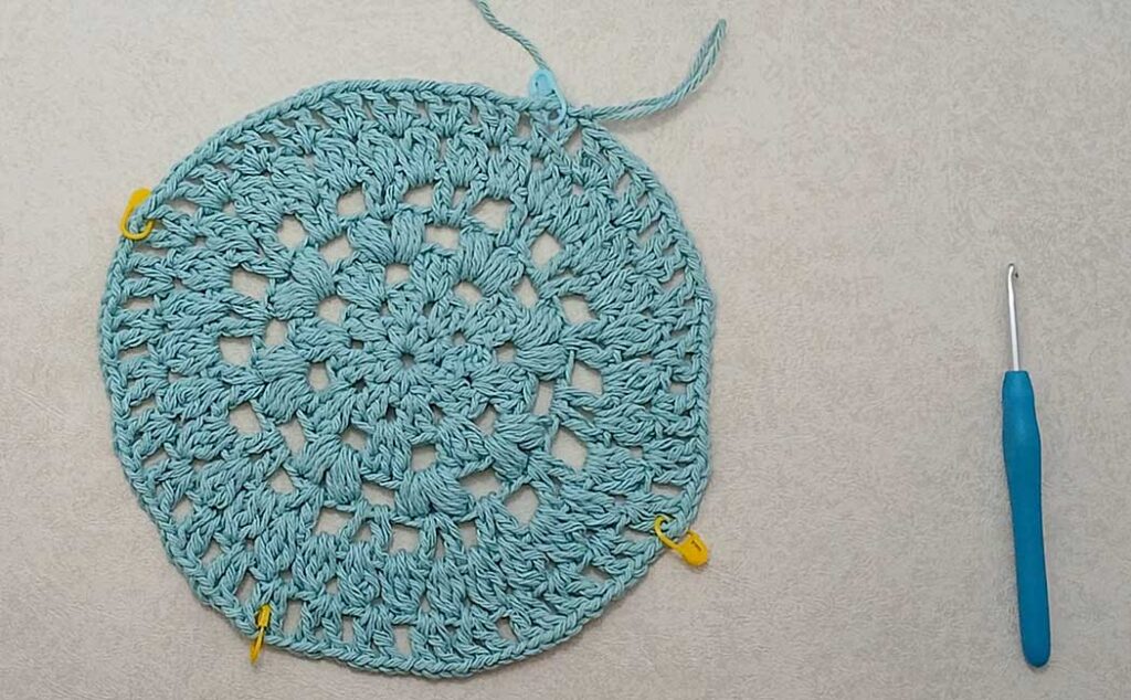 Large crocheted square motif round
